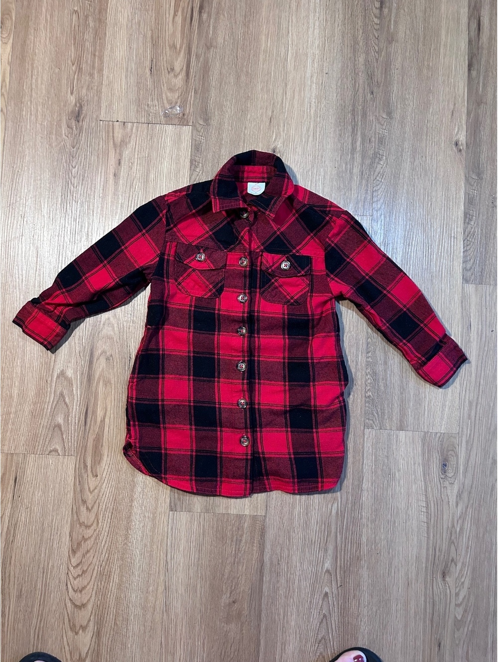 Wonder Nation Boys 3T Red Black Buffalo Plaid Flannel Shirt Jacket 4 Pockets